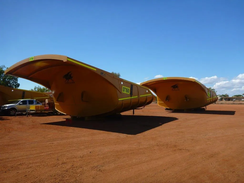 Move 6 CAT 785 Dump Trucks from Emerald Qld to Koolan Island WA — photo 2